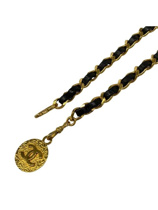 Chanel Belt Gold Black Chain CC Logo Lambskin main image 5
